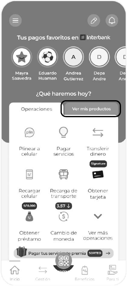 Tabs proposal, Operations tab, with the Products tab highlighted